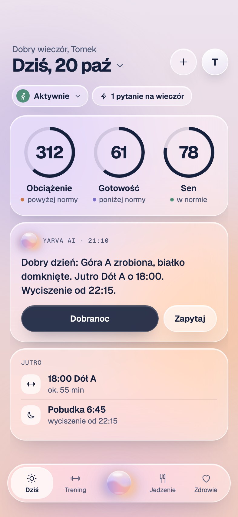 Podsumowanie dnia i plan na jutro